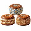 PU Leather Ottoman Pouf Boho Pattern Storage Ottoman Portable Footstool Cover  Living Room