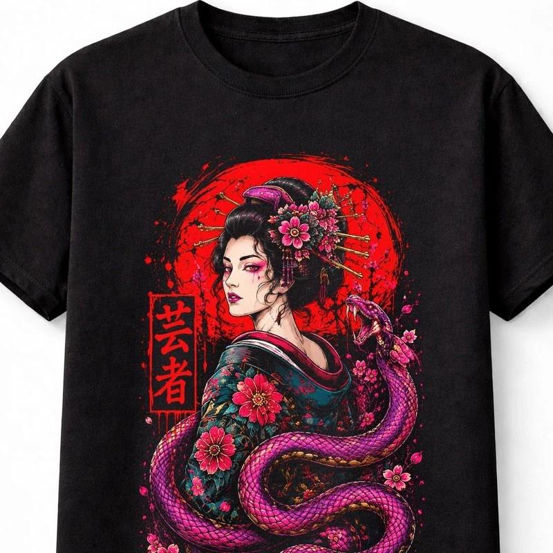 Geisha Snake Japanese Anime Unisexga Samurai Unisex TShirt