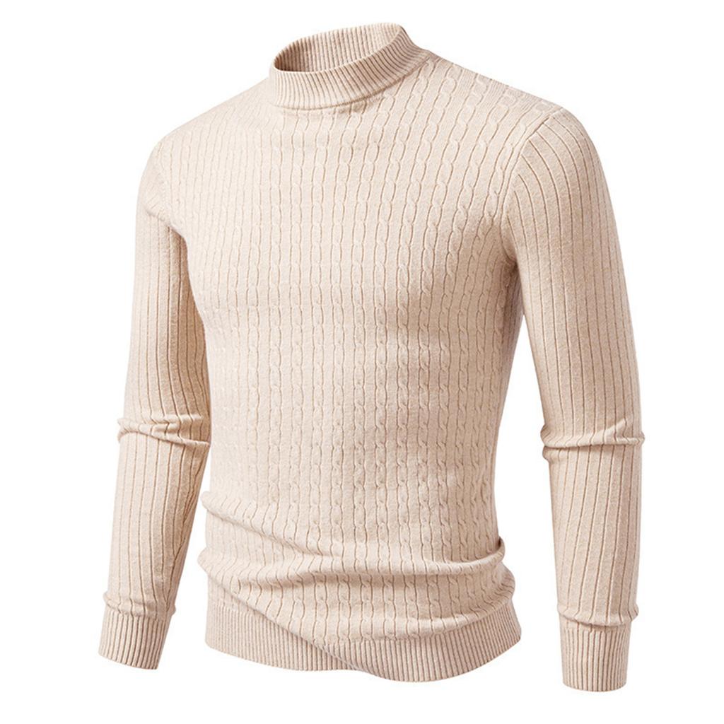 Men's Twisted Solid Color Sweater Men's Half Turtleneck Knitted Bottoming Shirt