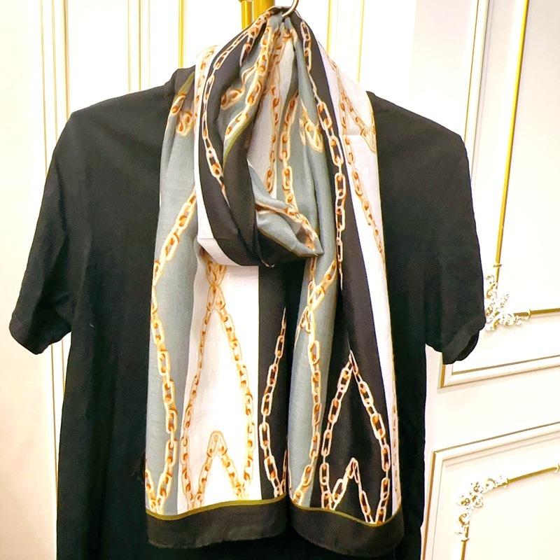 New Fashion Letter Polka Dot Printed Cotton and Linen Scarf Classic Autumn and Winter Warm Scarf Sunscreen Shawl