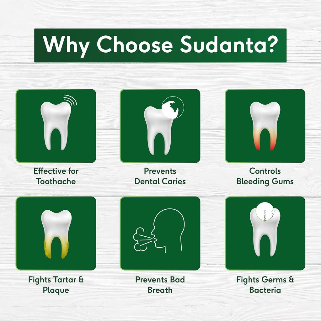 Sri Sri TATTVA Sudanta Herbal Gel Multi Action Toothpaste 100G X Pack Of 2 For Kids Adults