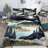 Nature River Bedding Set Starry Sky Duvet Cover Set Mountain River Forest Moon Printed Design Natural Landscape Comforter Cover