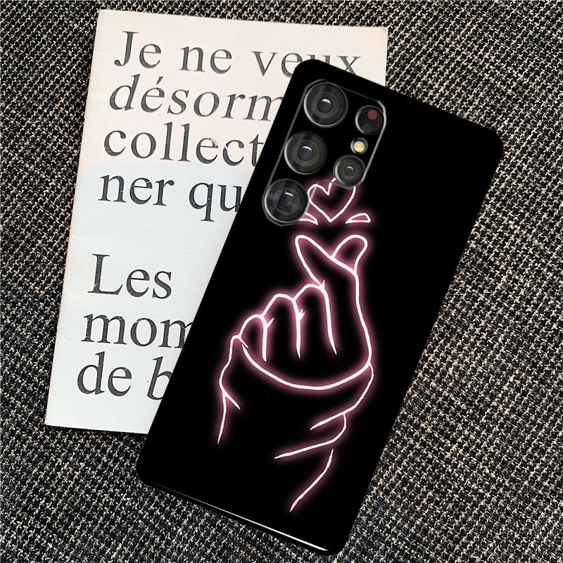 Чехол Kpop Пальцевое Сердце для Samsung Galaxy S25 Ultra S20 S21 S22 S23 S24 Ultra S9 S10 Plus S24 FE Задняя крышка