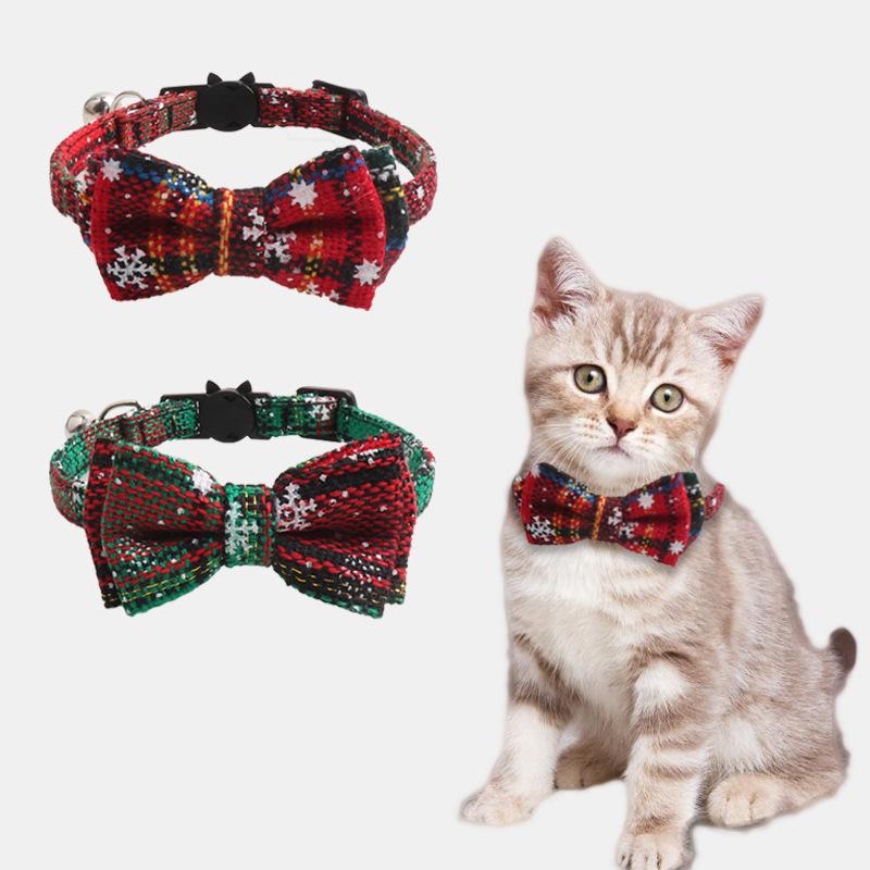 Рождественский ошейник для кошек с пряжкой-колокольчиком