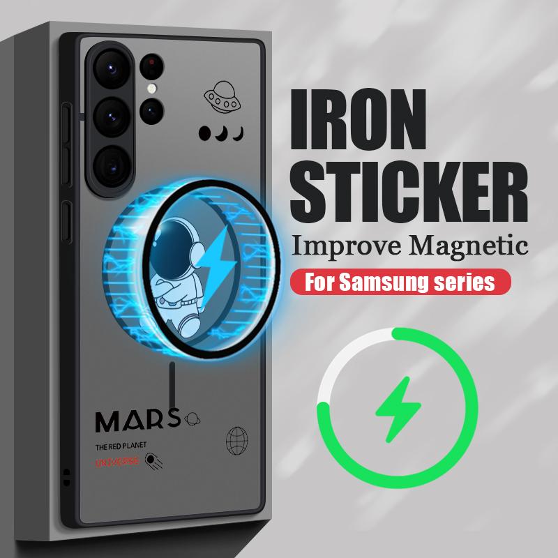 Прозрачный матовый беспроводной магнитный чехол для Samsung S25 Ultra S24 FE S23 Plus S22 S21 противоударный мягкий чехол для телефона