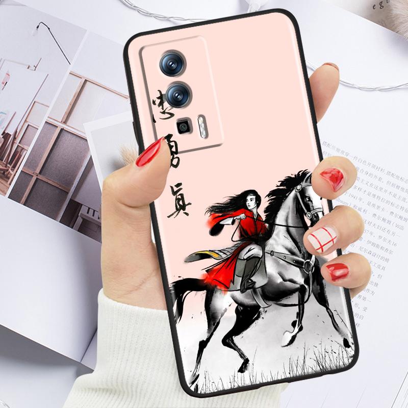 Аниме Девушка Мулан Крутой Чехол Для Телефона Xiaomi Redmi 9A 9C 9AT 10C 9 9T 10 12C 13C 8 12 K60 A1 K50 K40 5G Черный
