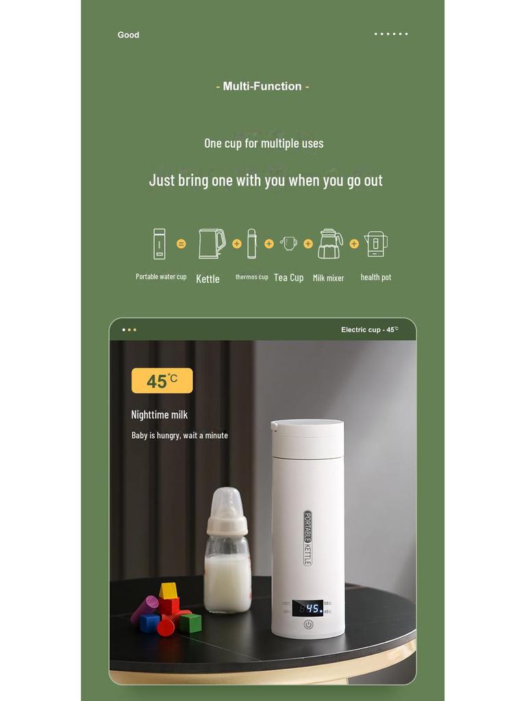 Japanese 110V Portable Kettle with Adjustable Temperature - Ideal for Office and Travel