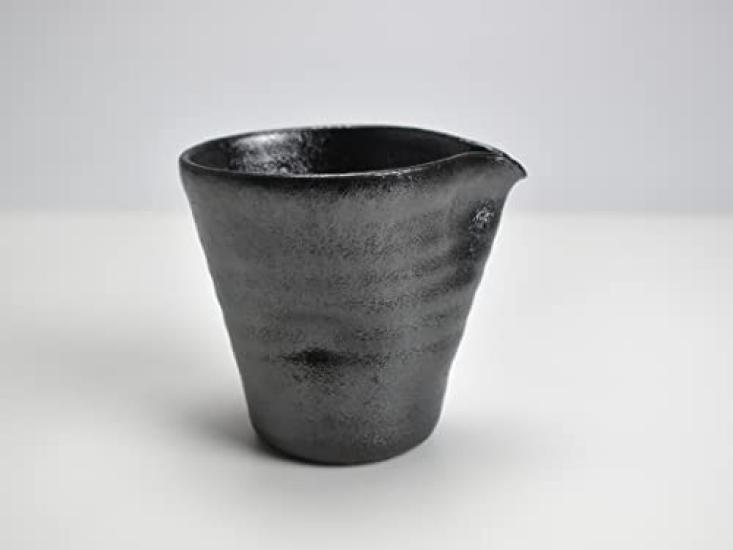 Bonsai Tao Shigaraki ware sake luster cup, black,