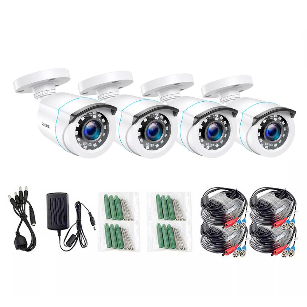 1080P 4 Pack HD TVI Security Cameras Outdoor Indoor Weatherproof Bullet Surveillance Camera for Analog CCTV DVR System EU PLUG