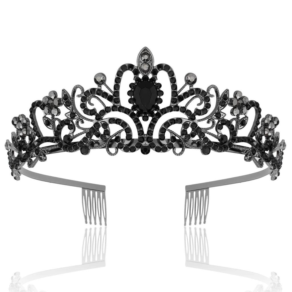 Модная хрустальная черная корона из сплава, свадебная тиара, аксессуары для волос на Хэллоуин, корона, повязка на голову
