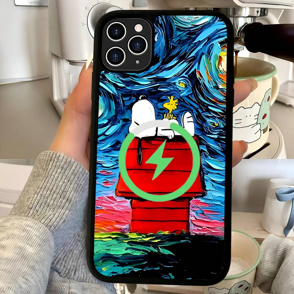Classic Comic S-Snoopy For Magsafe Magnetic Phone Case Wireless PC+TPU For IPhone 11 12 13 14 15 16 17 Pro Max Plus