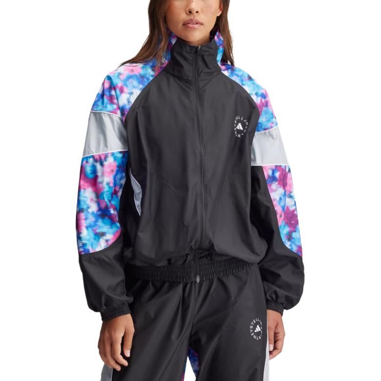 adidas Stella McCartney Collaboration FW24 Бренд Логотип Модный Воротник-стойка Ретро Спортивная Длинный Рукав Куртка Женская Куртка Бирюзовый Черный IW9848