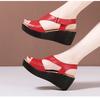 Real Soft Leather Wedge Heel Sandals Women's New Summer Wear Thick-soled Fish Mouth Hollow Waterproof Table Muffin Soft-soled Mother Shoes