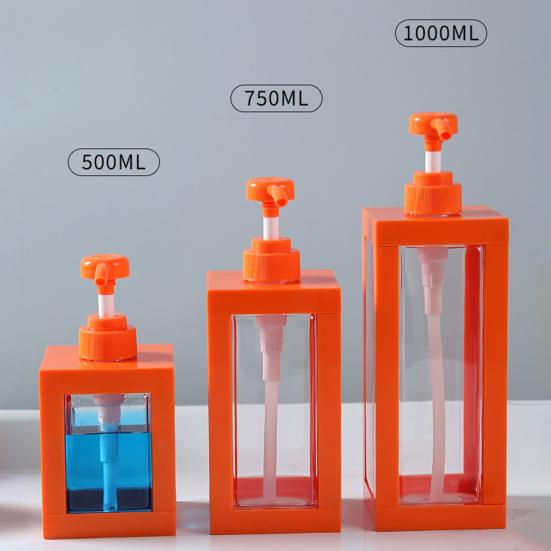 Pressed Lotion Bottles Square Shower Gel Dispensing Bottles Soapshower Gel Empty Storage Bottle for Bathroom