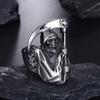Jianjie Retro Alloy Skull Ring with Domineering Death Scythe Design for Men