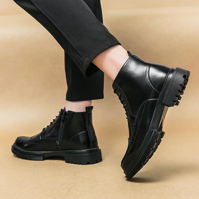 Модные черные короткие мужские ботинки-броги Модный и универсальный джентльменский стиль Деловая Офисная Повседневная Обувь для Отдыха На Природе Вечеринка Взрослая обувь
