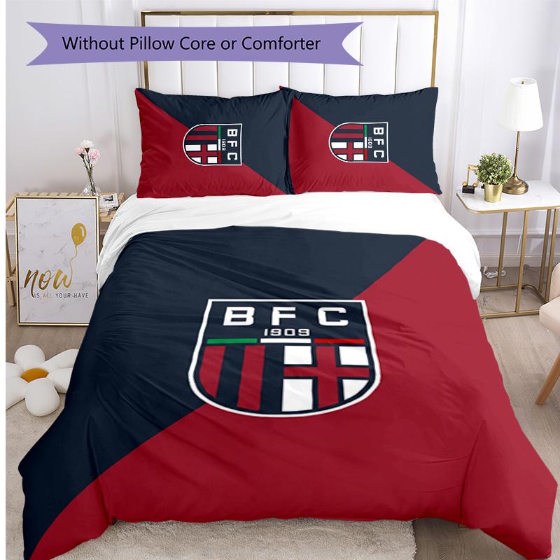 Bologna FC Printed 3PCS Bedding Set Breathable Duvet Cover with Pillowcases Decorative Bed Linen for Bedroom Home