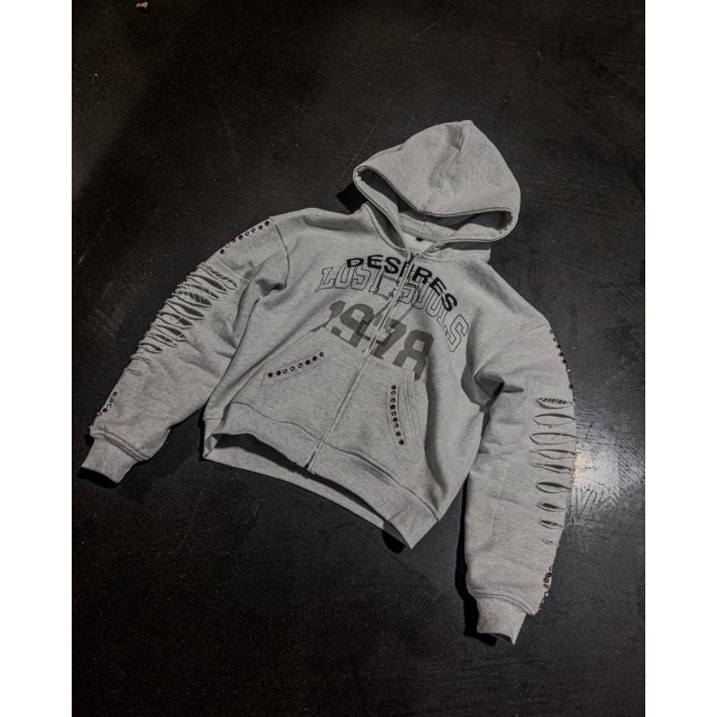 Trendy Street Style Letter Print Zip Hoodie Unisex Loose Fit Sweatshirt Teens Youth