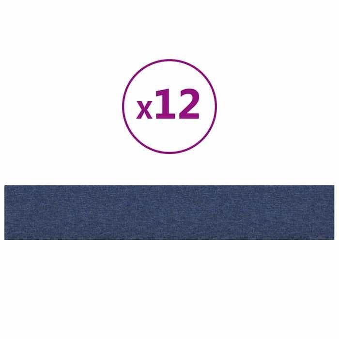 VidaXL Wall Panels 12 Pcs Blue 90x15 Cm Fabric 1.62 M² 343882