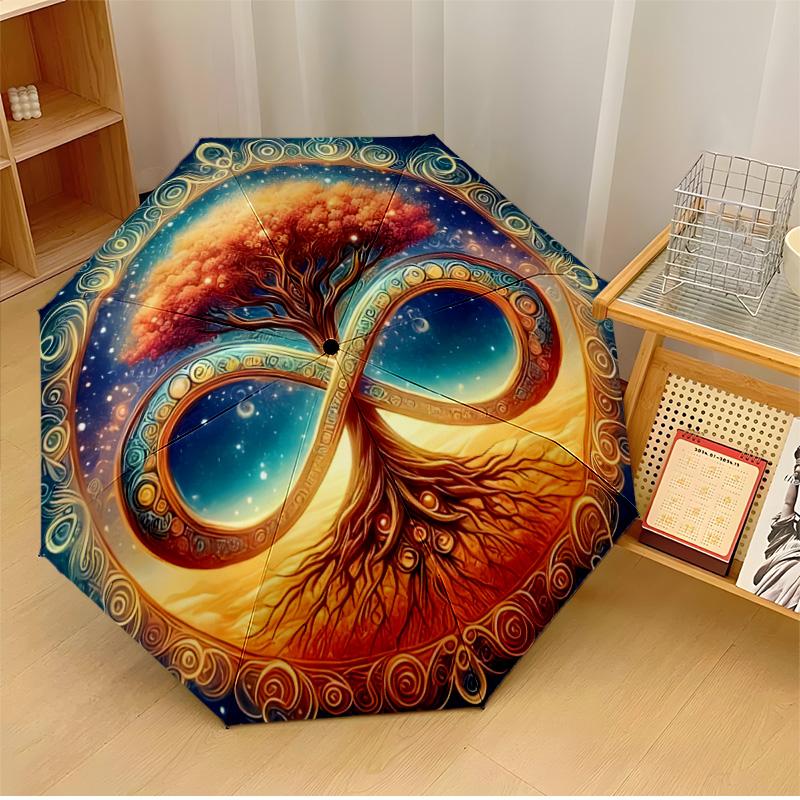 Tree of Life 5 Printed umbrella windproof folding umbrella portable sun and rain umbrella suitable for gifting