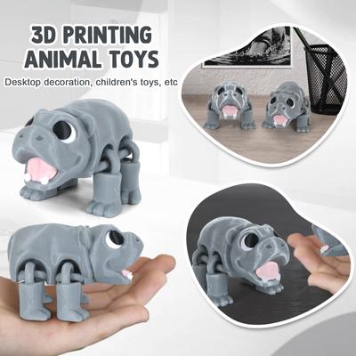 3D-печатная подвижная игрушка бегемот, бегемот с подвижными суставами, 3D-печатная игрушка-украшение бегемот, снятие стресса, подвижный бегемот