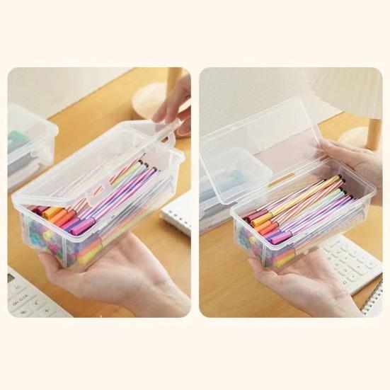 Пенал большой емкости, прозрачный дизайн, складной органайзер для карандашей, защелкивающаяся крышка, карандаш
