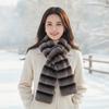 Faux Striped Fur Scarf Thick Contrast Tippet Fluffy Fleece Wrap Plush Long Muffler  Skiing Resort