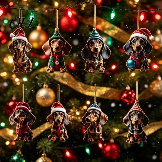 Cute Dachshund Collection Advent Calendars 2026, 24 Days 2D Acrylic Pendant Christmas Gift for Dog Lovers Countdown Calendar, Collectible Ornaments,