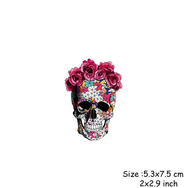Футболка с розовым черепом, утюг на нашивке, уровень А, легкий принт, домашняя футболка, украшение своими руками, аппликация из парчей