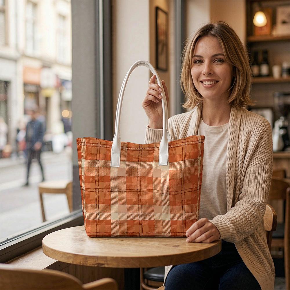 Plaid Tote Bag Fashion Large Capacity Handbag Casual Shoulder Bag for Daily Use