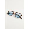 Leopard Frame Rectangular Sunglasses - Transparent Blue Glass