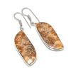 Natural Fossil Coral Gemstone 925 Sterling Silver Jewelry Earring 1.93" m6N74