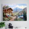 Алмазная вышивка Пейзаж Домик Алмазная картина Пейзаж Горный хрусталь Вышивка крестом Домашний декор