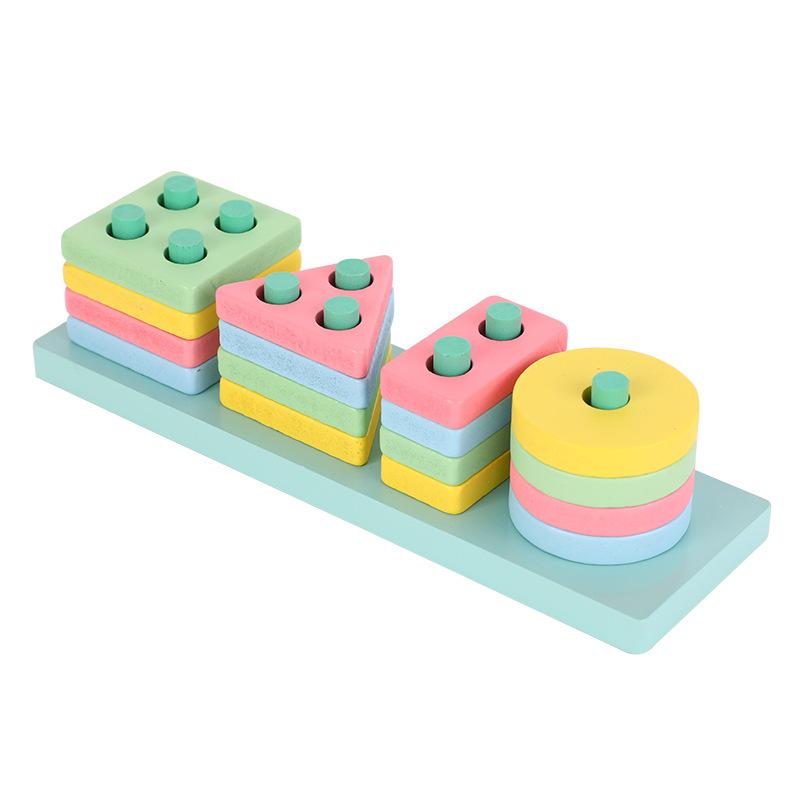 Wooden Sorting Stacking Toy for Toddlers 3Y Stacker Blocks Children Montessori Shape Sorter Toys Educational Matching Puzzles