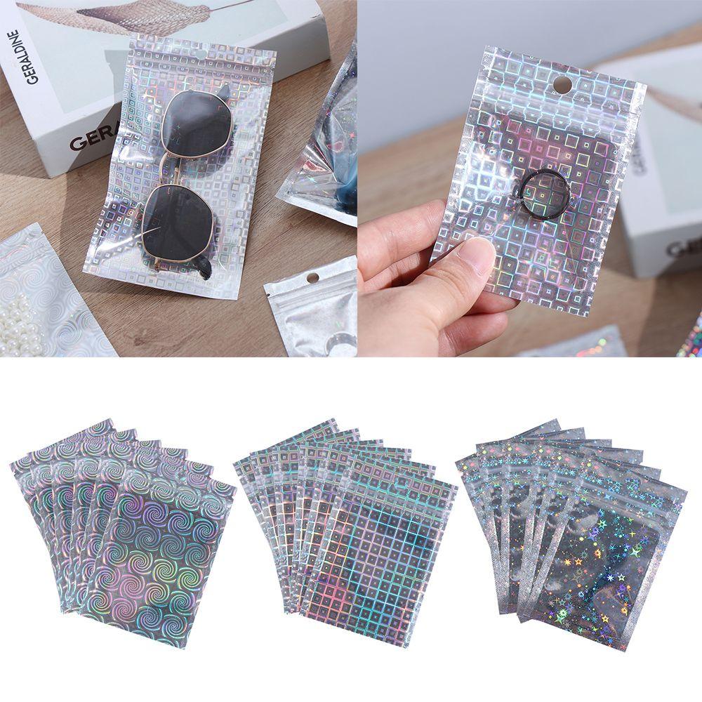 10Pcs Plastic Waterproof Zipper Packaging Bag Laser Reclosable Pouches Storage bags