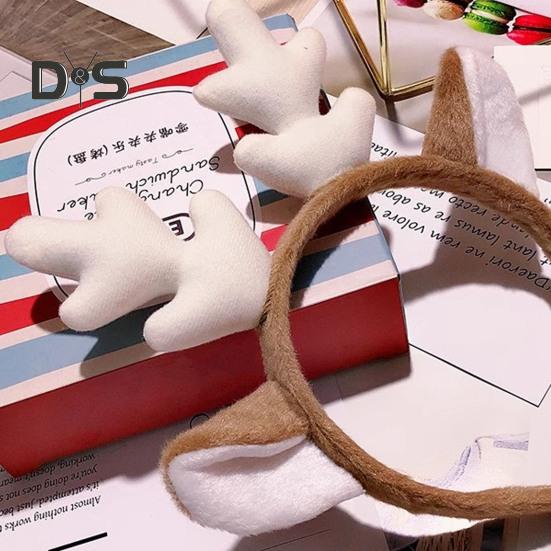 Рождественская повязка на голову с ушками оленьих рогов, универсальный рождественский аксессуар для волос для взрослых и детей, праздничный костюм