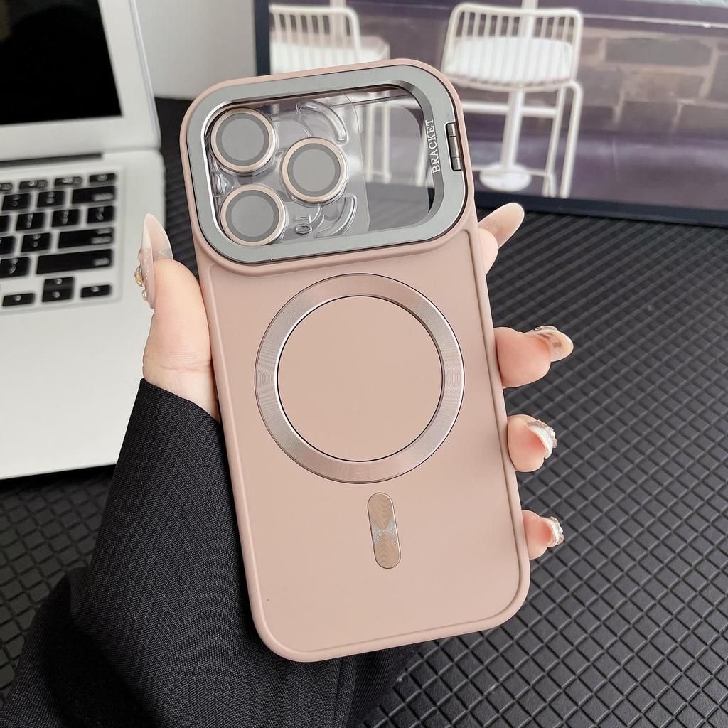 Невидимая магнитная подставка Жидкий чехол для телефона для iPhone 13/14/15/16/17 Pro Max - На ощупь как кожа, Защитный