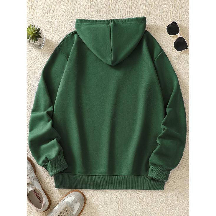 Christmas Bow & Santa Print Hoodie, Long Sleeve Casual Pullover, Women's