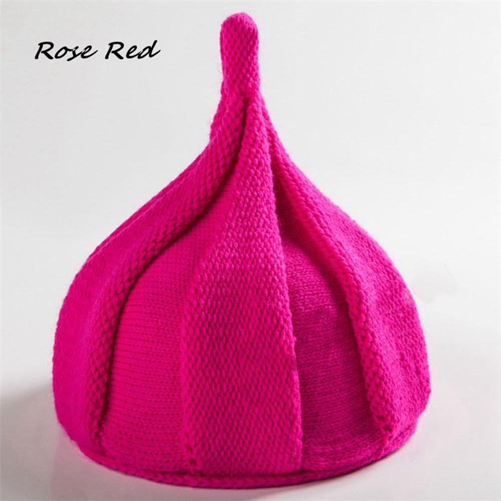 Смешная Теплая Зимняя Шапка-Бини Вязаные Шерстяные Шапки-Вертушки Скрученные Цветы Остроконечные Шапки