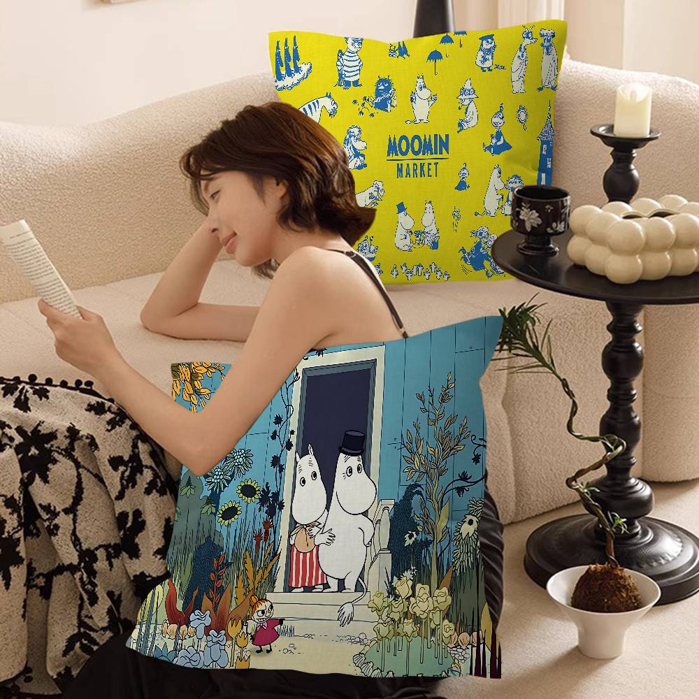 Cute M-Moomins Cushion Cover Inches Farmhouse Decor Home Throw Pillow Covers For Couch Decorations