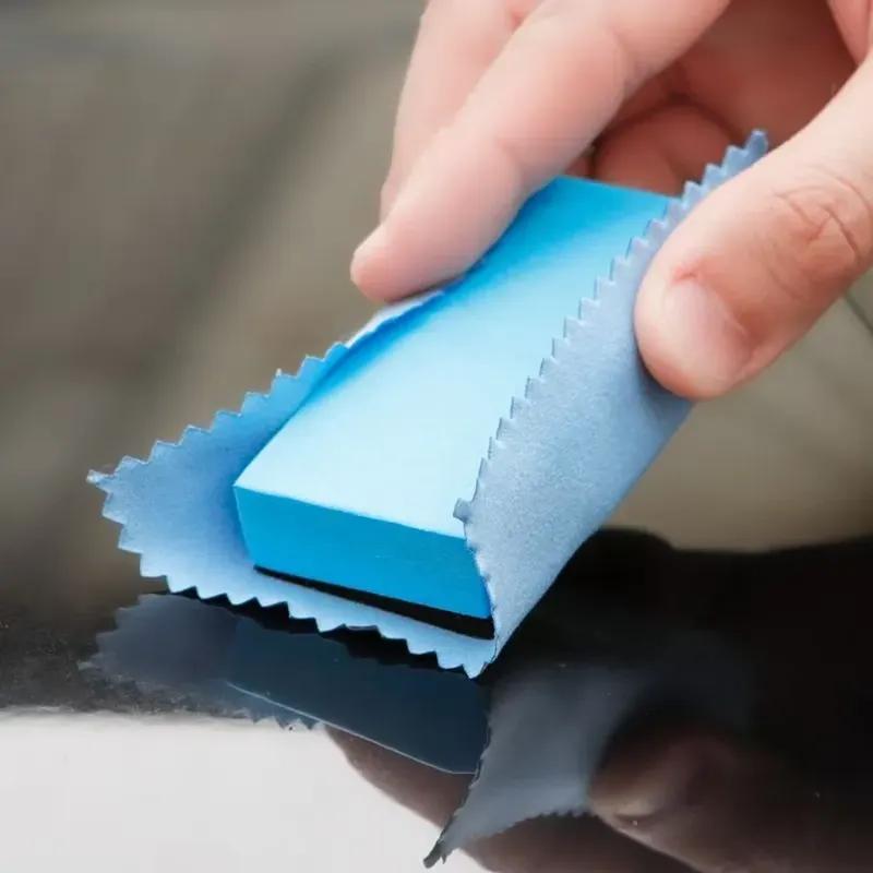 Car Ceramic Coating Sponge Applicato Glass Nano Wax Coat Sponges Blue Square Sponge and Microfiber Cloth Cleaning Accessory