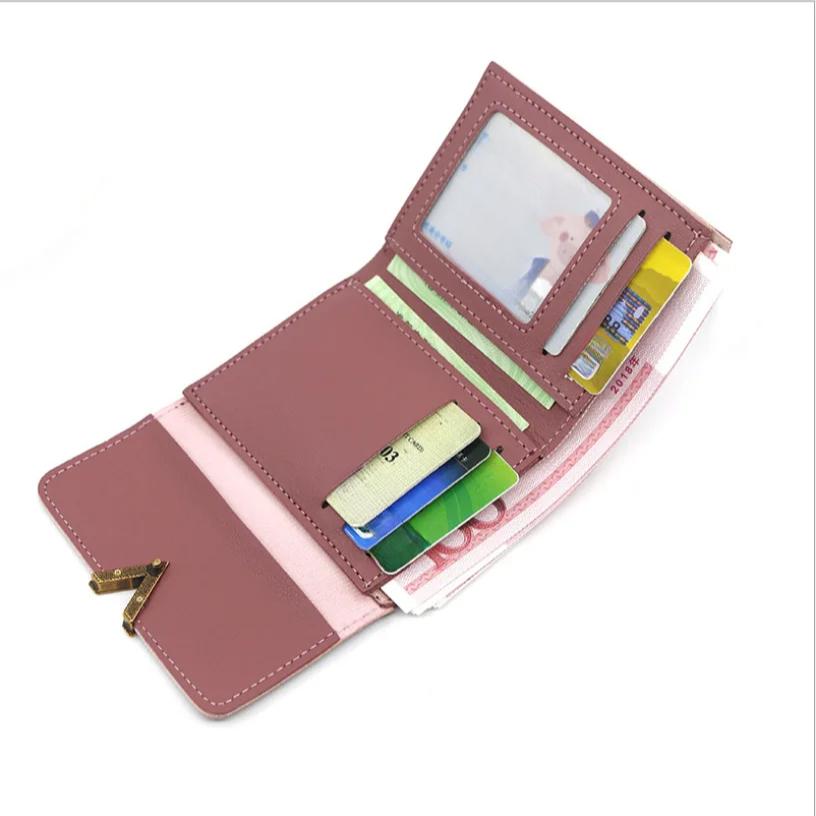 Треугольная пряжка цветной блок кошелек женский короткий кошелек студенческий кошелек для монет милый кошелек сумка для монет сумка для кредитных карт держатель