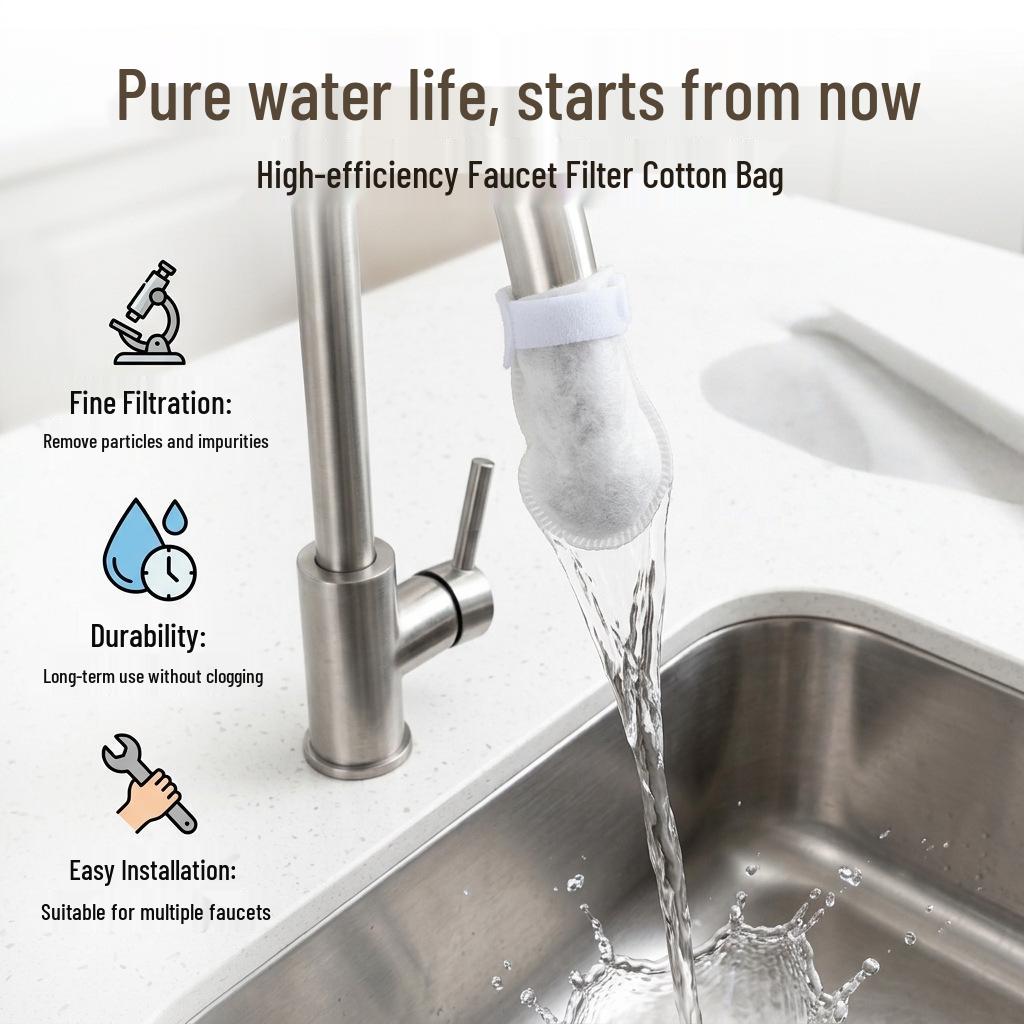 Universal Cotton Faucet Filter Bag for Hot/Cold Water, Spring Water, Rust, and Impurities