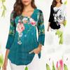 Flower Plants 3d Print T-shirts Women Fashion 3/4 Length T-shirt Long Sleeve Tees Floral T Shirt Casual Tops Blouse