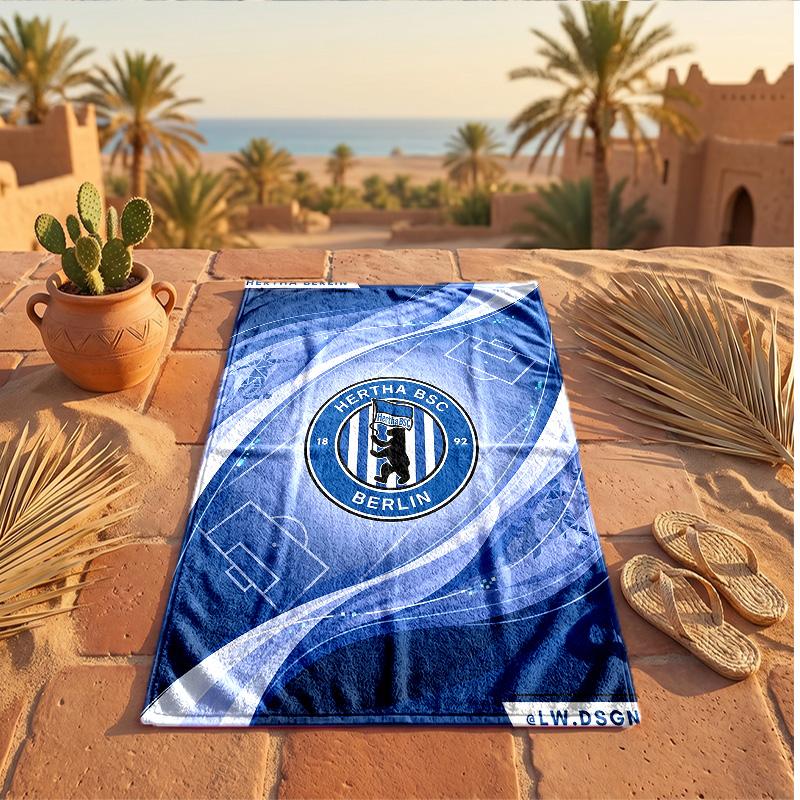Hertha BSC FC Печатное Микрофибровое Пляжное Полотенце Быстросохнущее Впитывающее Большое Полотенце Для Пляжа Плавания Путешествий
