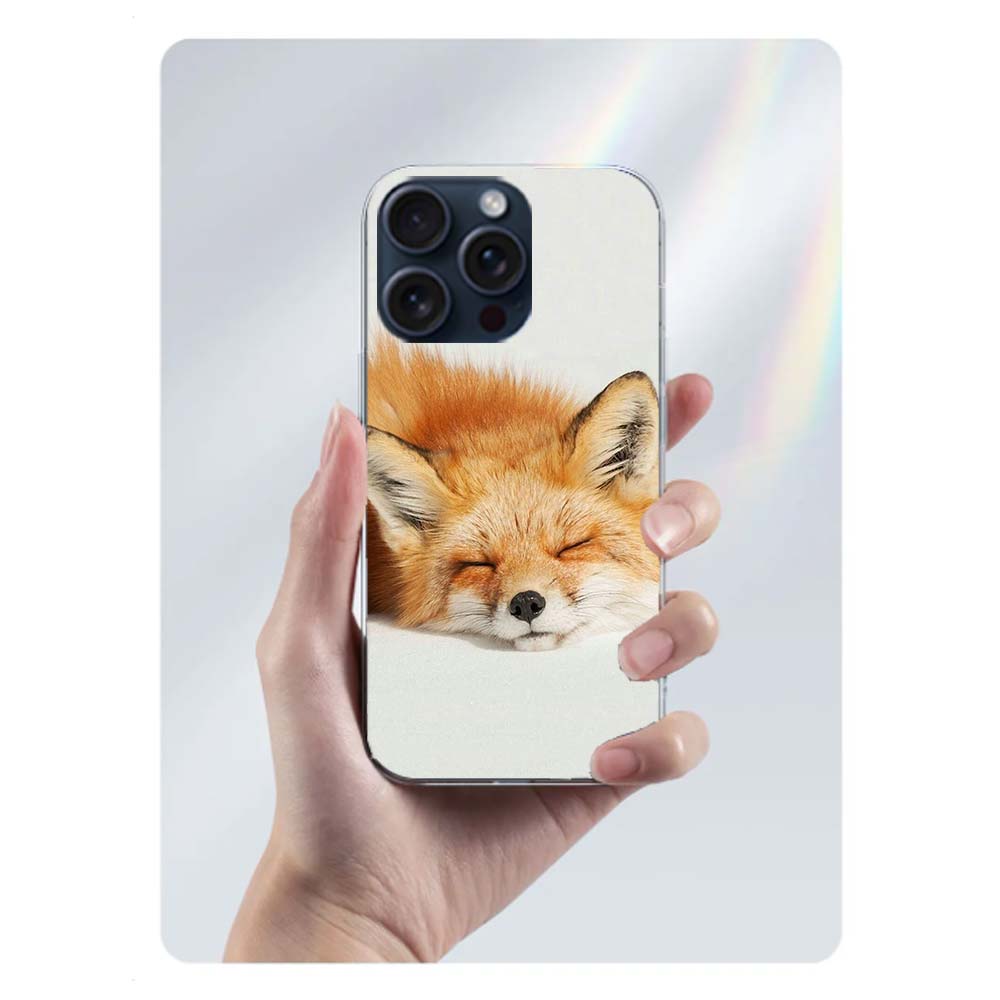 Прозрачный чехол для iPhone 17 Air 16 Pro Max 15 Pro 14 Plus 17E 16E 11 13 12 Mini с изображением Красной лисы на зимнем льду и снегу