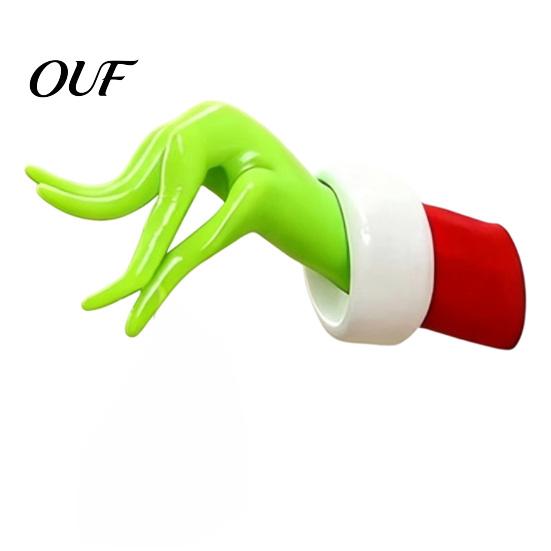 Unique Seasonal Storage Solution Green Elf Christmas Ornament Hanger, Holiday Hand Wall Hook, Small Item Organizer for Home Ornaments Display