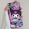Cute Cartoon Girl K-Kuromi Phone Case Cool Black Silicone Soft For IPhone 16 15 14 13 12 11 X XR Plus Pro Max Plus