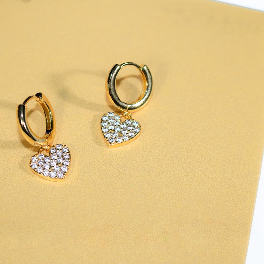 Gold Platinum Plated Heart Zircon Earrings Fashion Jewelry Heart CZ Earrings for Women