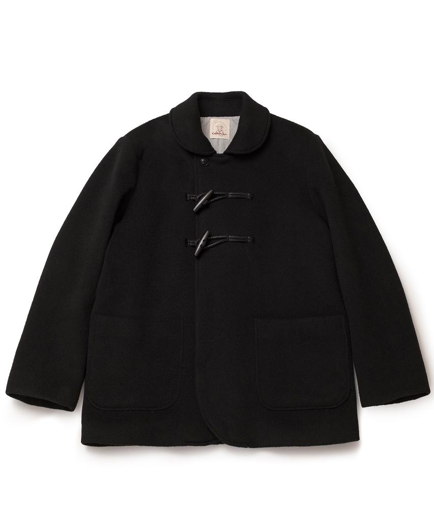 Cotton Bell Round Collar Duffle Coat - Black